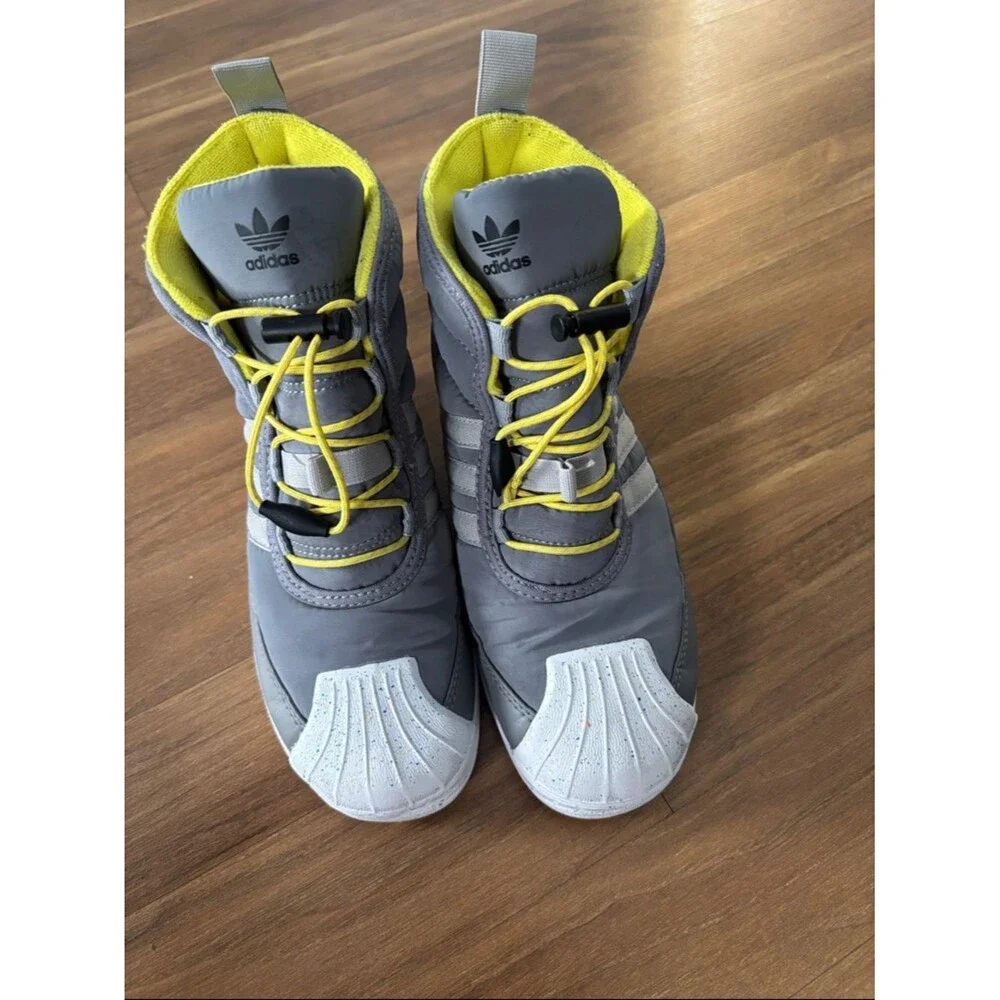 adidas Superstar 360 Grey Yellow High Top Boots Shoes Sneakers in Kids Size 13